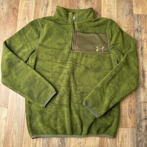 Under Armour Sweatshirt Youth Large Green Loose 1/4 Zip Athletic Training 5685‎